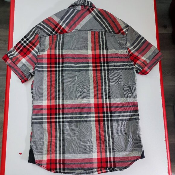 Rout 66 button down shirt men's size S grey red plaid short western country styl - Picture 3 of 12